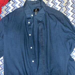 H&M linen blue shirt